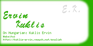 ervin kuklis business card